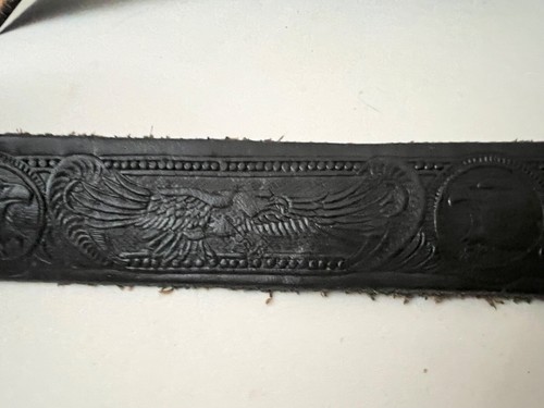 VTg Baron Brass Belt Buckle BRUCE Black Leather Embossed Belt Bald Eagle Men 38 - Picture 10 of 16