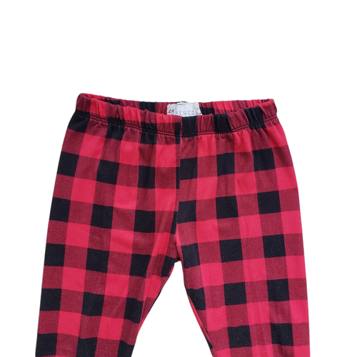 Btween Leggings Pants Girls 6 Red Buffalo Plaid Kids - Picture 2 of 7