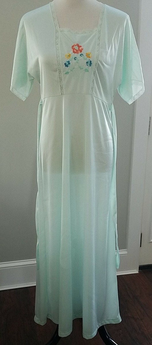 VTG SEARS Nightgown 1960s 1970s? Nylon Sheer Chiffon Mint Green Sz SM 32-34  Long | eBay