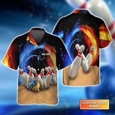 Bowling Game Strike Water and Fire hawaiian shirt, Bowling Hawaiian Shirt For Me