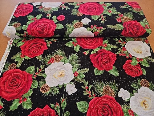 2/3 Yd Winter Rose Fabric Chong-a Hwang Timeless Treasures Christmas Bolt End - Picture 2 of 2