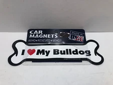 I Love My Bulldog Dog Bone Car Magnet - 2x7 Dog Bone Auto Truck Decal Magnet