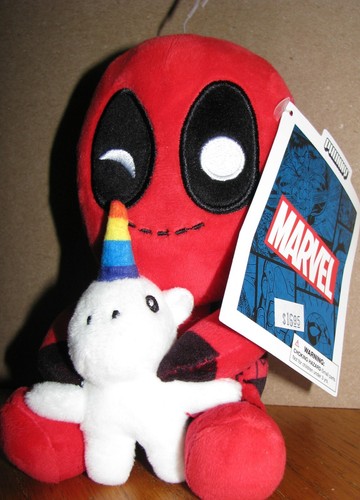 Marvel DEADPOOL RIDING A UNICORN 8" Plush by Phunny Kidrobot - Picture 1 of 5