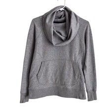 LL Bean Small Petite Cozy Pullover Cowl Neck Sweatshirt Long Sleeve Neutral Grey