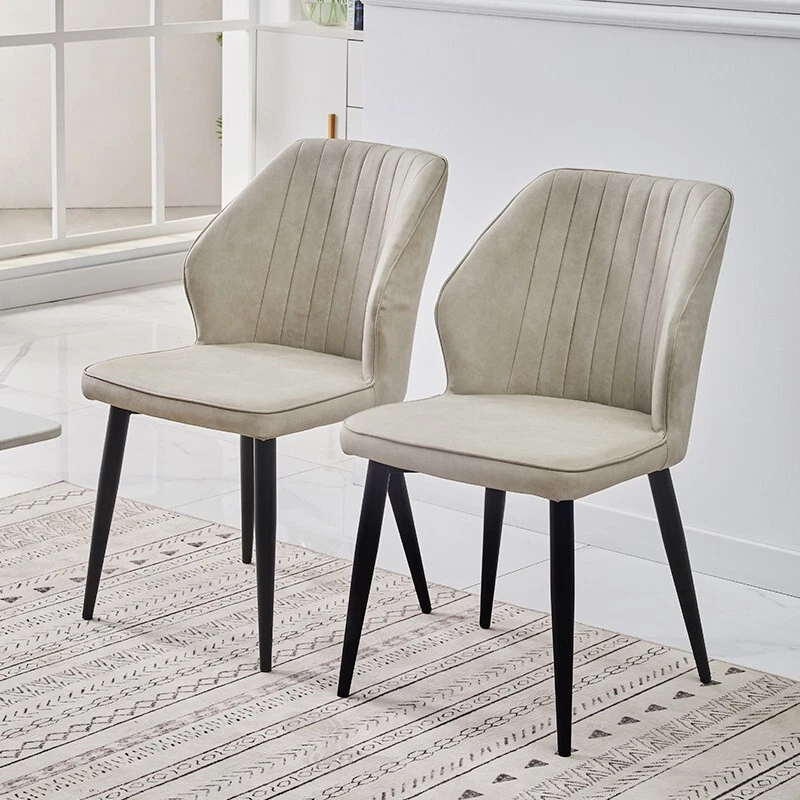 2x Sillas de Comedor de Cuero Sintético Patas de Metal Asiento Acolchado Comedor Muebles Modernos Foto 4 de 4