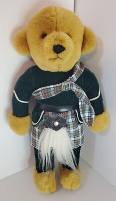 Vintage Merrythought Mohair Scottish Stuffed Bear Kilt England 18'' Plush 