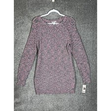 Bar III Knit Sweater Dress Womens Size Small Orchid Combo Pink Gray Long Sleeve