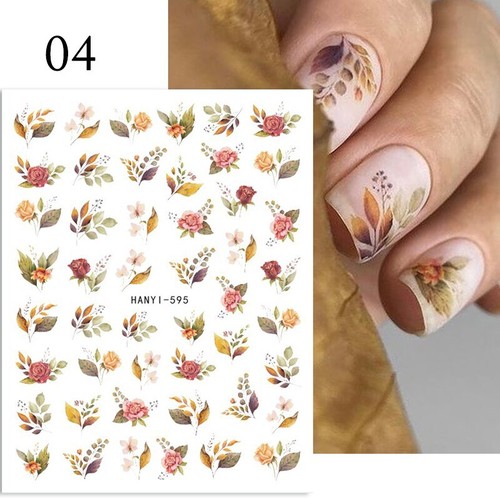 1Pc 3D Nail Sticker Maple Leaves Self Adhesive Tulip Flower Leaf Sliders Decals - Picture 36 of 62