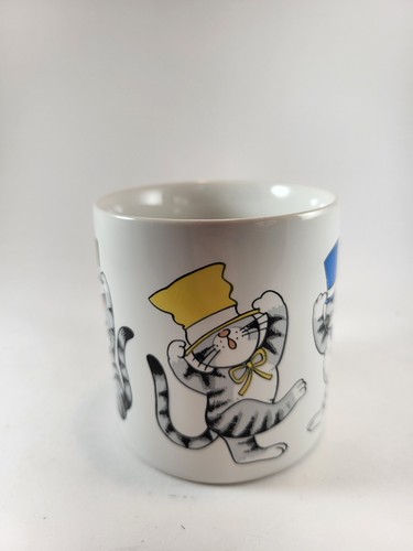 Vintage Coffee Mug Dancing Cats in Top Hats and Bow Ties Made in Japan 10 oz - Picture 3 of 8