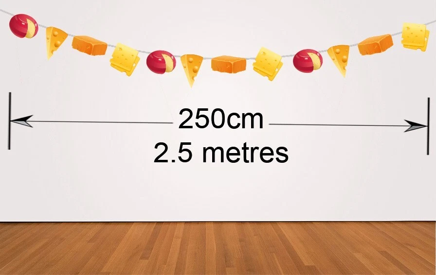 Cheese Bunting Decorations Party Birthday Weddings Restaurant Events 12pc 2.5M - Image 4 of 4