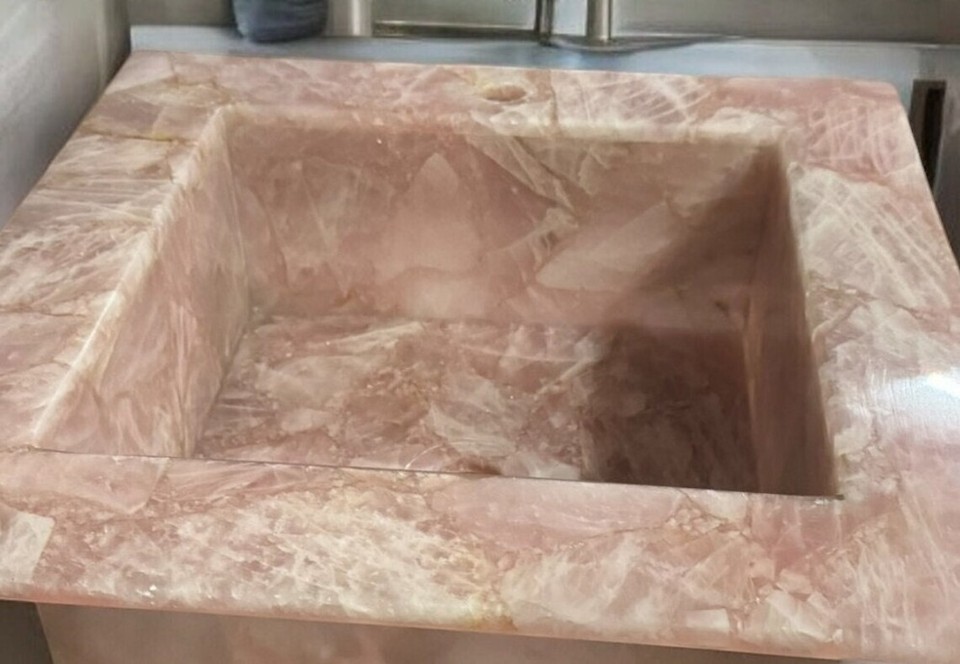 Rose Quartz Sink Natural Stone Bathroom Basin / Healing Crystal