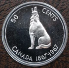1967 Canada Silver 50 Cents Howling Wolf Half Dollar Proof Like