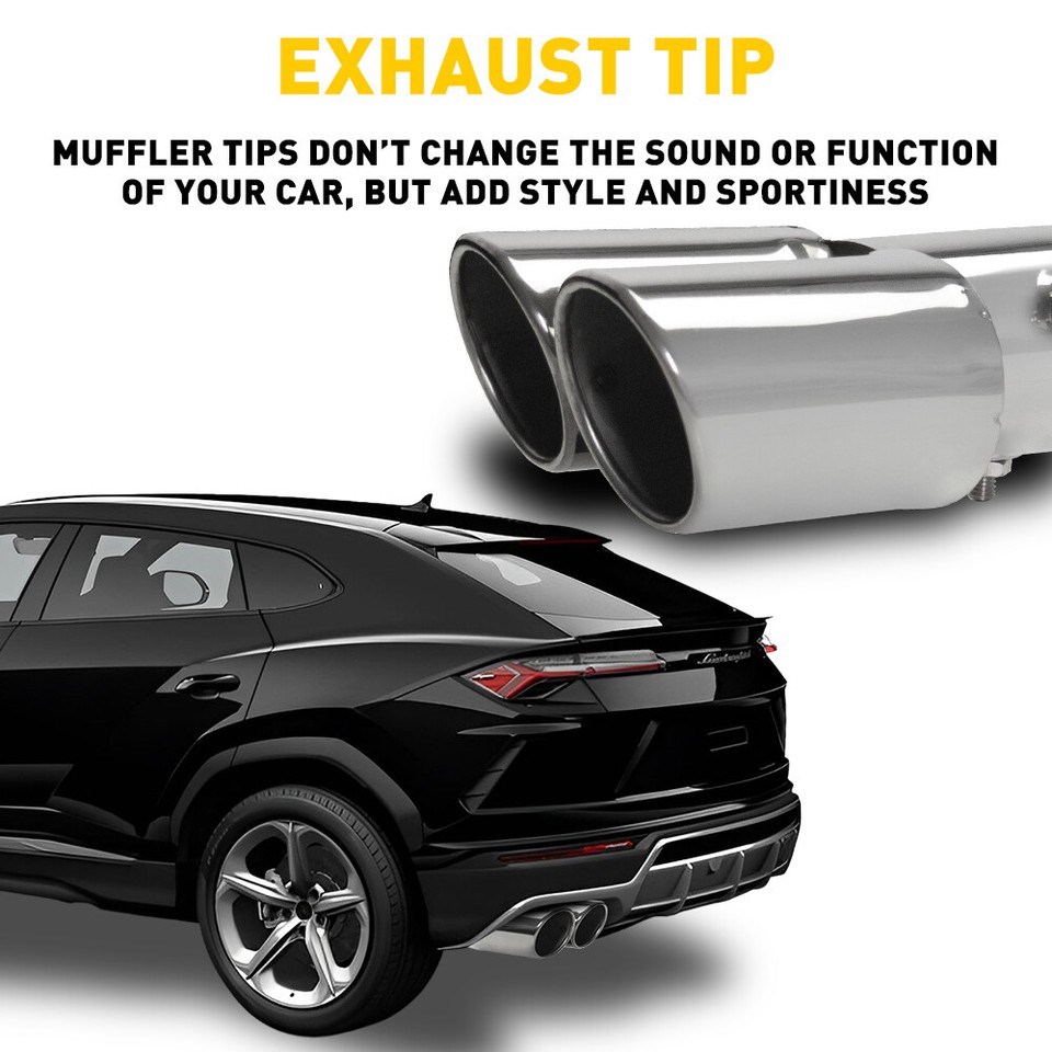 Car Rear Dual Exhaust Pipe Tail Muffler Tip Stainless Chrome Steel ...