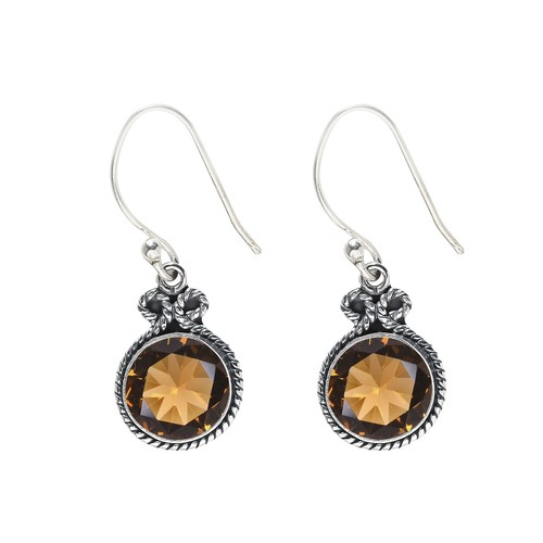 Smoky Quartz Gemstone 925 Sterling Silver Jewelry Earring, Designer Earring - Picture 3 of 4