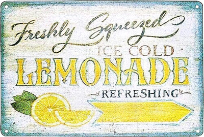 Freshly Squeezed Ice Cold Refreshing Lemonade 8'' x 12'' Novelty Metal Sign