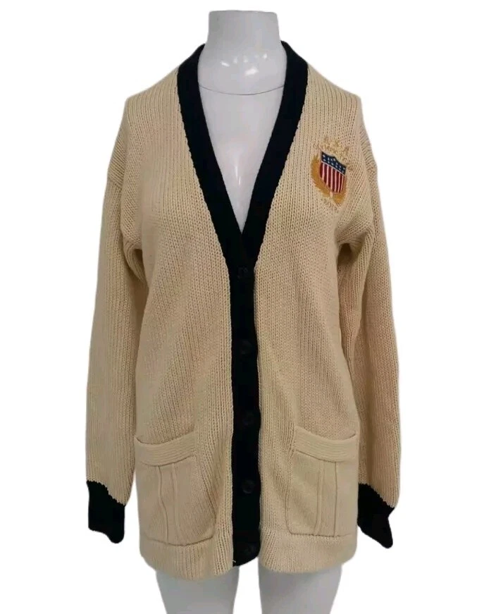 Polo Ralph Lauren 2012 Olympic Team USA Sweater/ Cardigan Ivory/Navy NWT UKM - Image 2 of 4