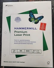 Hammermill Printer Paper, 24lb/98 Brightness/3-Hole Punch,500 Sheets