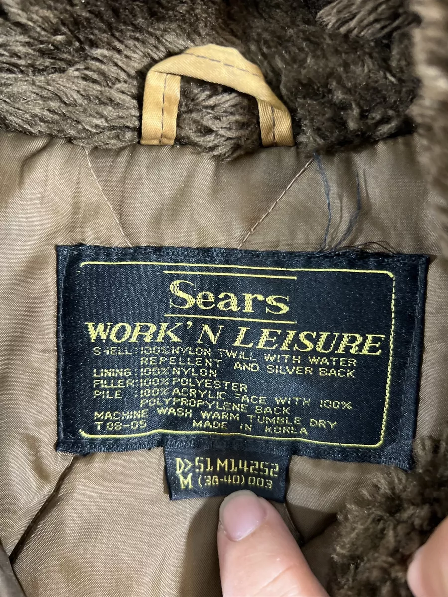 Vintage Sears Work Leisure Jacket Fur Collar Size Medium￼ Brown