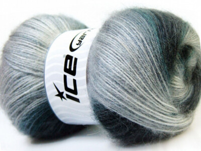 4-Skein Lot Angora Active Yarn Fine 4x100g/500m Black Grey Shades