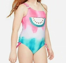 Justice Girl Size 12 Watermelon Tie Dye Color Changing One-Piece Swimsuit NEW
