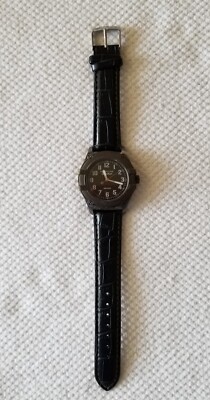 Ridgeline Denali Gunmetal Men's Watch New Black Leather Band 6.5''-8'' New Battery