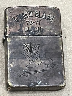 Vintage 1970 Zippo Vietnam War Era Original Lighter With Inscriptions Nice Cond.