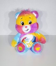 Care Bears Dare To Care Bear TieDye Soft Plush Toy Rainbow Stars Pink Orange 13"
