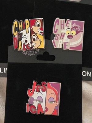 Disney Modern Art Series 3 Pins Jessica Rabbit, Chip & Dale, Cheshire Cat LE 300