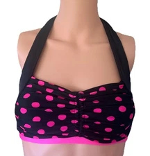 The Line Up Cheer Dance Black With Pink Polka Dots Bra Top Medium