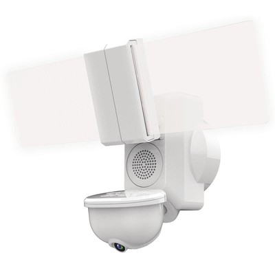 Video Wi-Fi Connected White Wired EdgeLit Motion Activated Outdoor Security I...