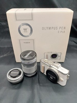 Olympus E-PL8 Mirrorless Camera Kit w/ 2 Lenses, Compact, Used