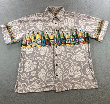koko island hawaiian shirt mens XXL 2XL gray tribal beer Polynesian