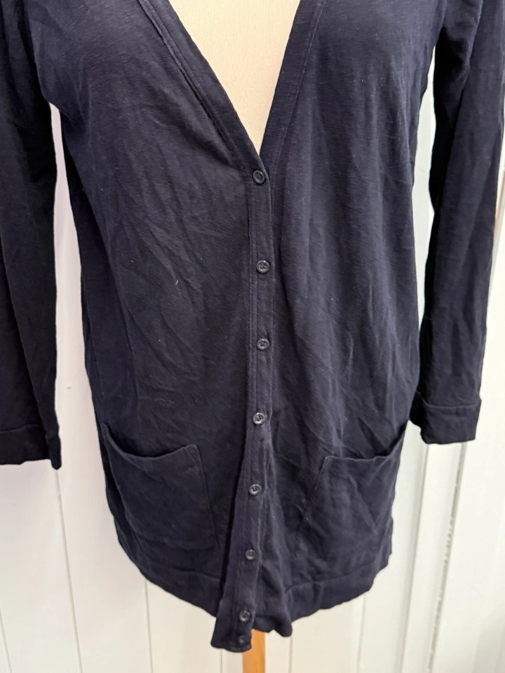Autograph M&S Cardigan Size 16 Ladies Navy Blue 100% Cotton Button Up - Image 3 of 4