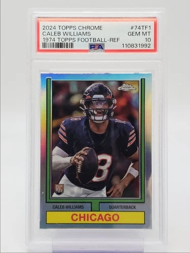CALEB WILLIAMS 2024 TOPPS CHROME 1974 TOPPS ROOKIE REFRACTOR RC PSA 10 Q0004