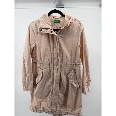 United Colors of Benetton Y2K Light Pink Hooded Utility Jacket, Women's Size 2