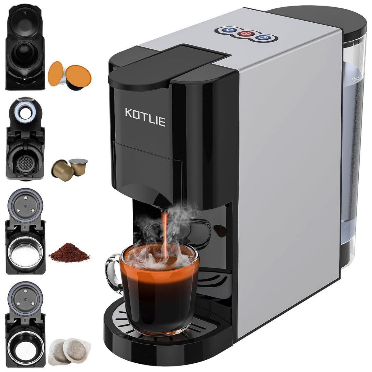 4in1 Kompakt Kaffeemaschine Kapselmaschine Padkaffeemaschine Pulverkaffee