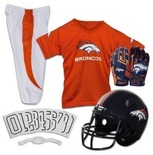 Denver Broncos Kids NFL 7pc Deluxe Football Uniform Set, Large