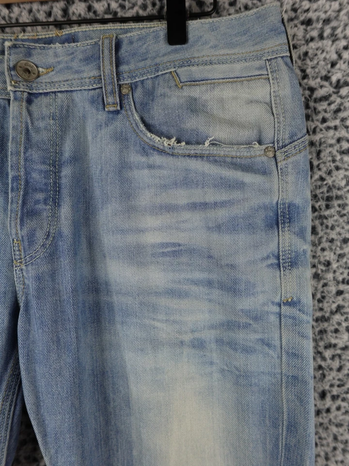 Pantalones de mezclilla Bershka BSK desgastados lavado claro para hombre 34x30 ajustados calce recto Foto 3 de 4