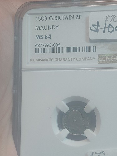 1903 Great Britain Maundy 2 Pence Twopence NGC MS64 Lot#A6906 Silver! Choice UNC - Picture 3 of 3