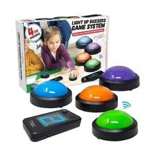 Teacher's Choice Wireless Light Up 4 Player Game Buzzer Button System | Displ...