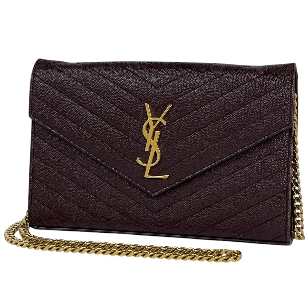 SAINT LAURENT Cassandra Classic Catena Portafoglio Pochette Borsa a Tracolla Pelle...