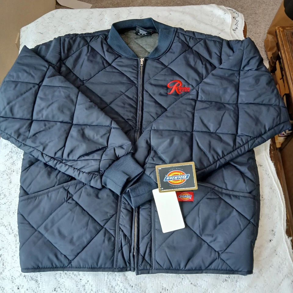 Chaqueta Acolchada Dickies Diamante Para Hombre L Negra Cremallera Completa Rainier Trabajo Abrigo Bombardero Foto 2 de 4