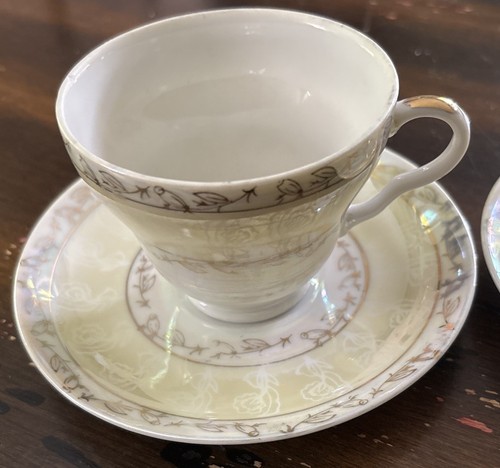Two Vintage Lusterware Lobeco Handcrafted in Japan Teacup & Saucer - Picture 3 of 15