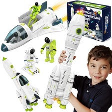 Space Rocket Ship Toys for Kids, Space Toys Shuttle for Kids 3-5-7 with 2 Ast...