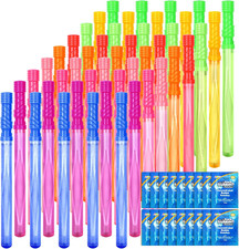 45 Packs Big Bubble Wand Set with Concentrated Solution Refills, 14.6" 9 Colors