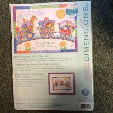Baby Express Birth Record" ©2007 Dimensions BABY HUGS Counted Cross Stitch 73428