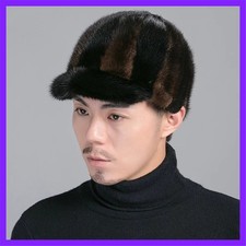 100% Real Mink Fur Hat Thicken Winter Warm Ba...