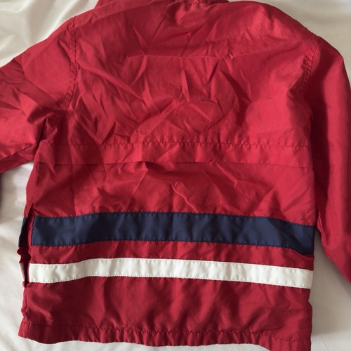 GAP BABYGAP Boy’s Size 4 Lined Windbreaker Jacket Hooded Red White Striped - Picture 3 of 5