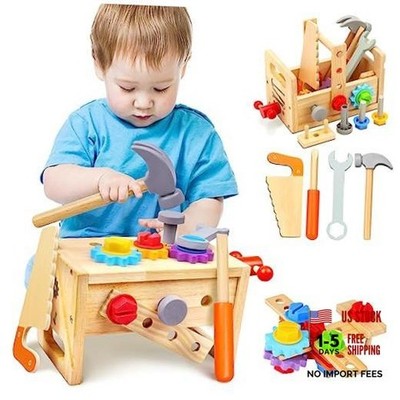 Kids Tool Set - 29 PCS Wooden Toddler Tool with Box, Montessori STEM