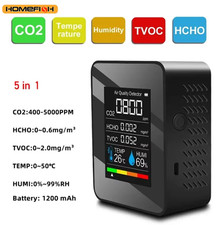 HOMEFISH Multifunctional 5in1 CO2 Meter Digital Temperature Humidity Tester